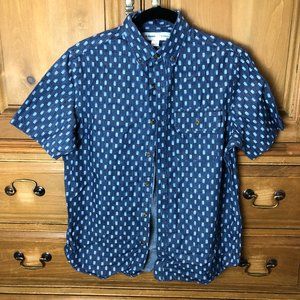 Old Navy 100% Cotton Blue Patterned Button Down Shirt